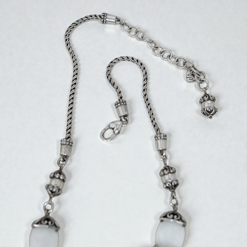Brighton Mother of Pearl Abalone Shell Beaded Necklace Retired Silver Plated - Picture 4 of 6